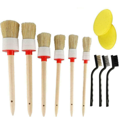 #ad 13x Practical Car Detailing Brush Kit Boar Hair Vehicle Interior Wheel Clean Set $28.35