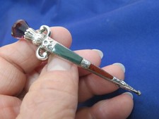Celtic Kilt Pin Thistle Top w Amethyst Colored Rhinestone Agates Front 1265