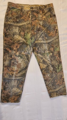 Vintage Wrangler Camo Pants Men 38x30 (Measure 36x30) Double Knee Denim USA made - Picture 3 of 9