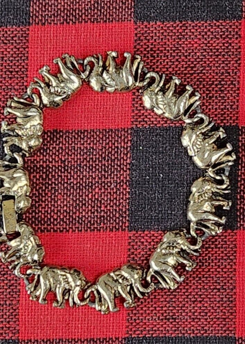 Bracciale maglia elefante in metallo tono oro 7,5"