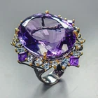 Jewelry gem 70 ct Natural Amethyst Ring 925 Sterling Silver Size 7.5 /R461181