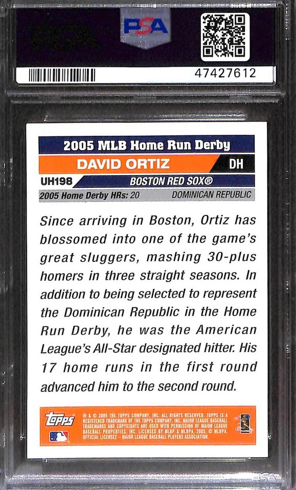 2005 Topps Updates & Highlights #UH198 David Ortiz PSA 9 Mint 47427612  - Image 2 of 3