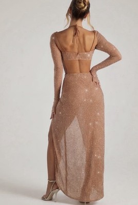 Oh Polly Oh Polly Embellished Cowl Neck Maxi Dress in BLUSH. | eBay