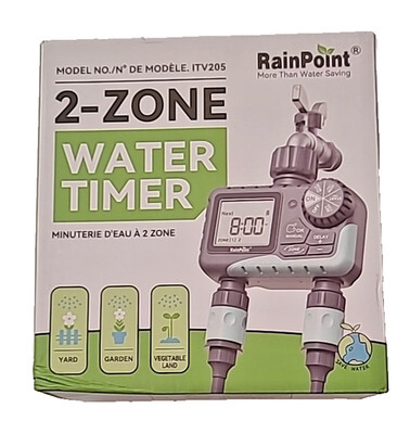 NEW RainPoint 2 Zone Water Timer - Model ITV205 Programmable (Read)
