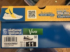 SKECHERS Hands Free Slip-ins Cozy Fit Sneaker White/Navy Vegan Washable