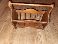 Vintage Solid Wood Magazine Rack Holder 16” Wide x 16 1/2” High x 9” Deep