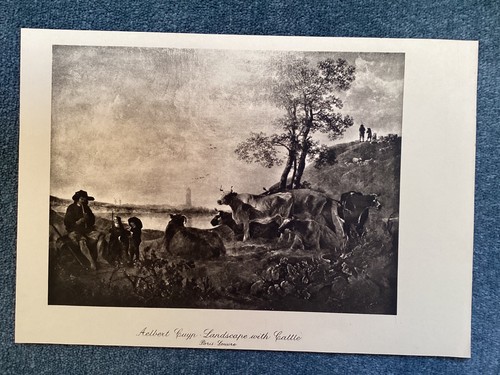 LANDSCAPE WITH CATTLE, Antique Print, Aelbert Cuyp