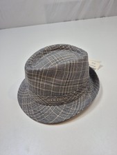 Stetson Fedora Hat Trilby Fitted Mens M Gray Plaid Wool Linen Lined Italy Fall