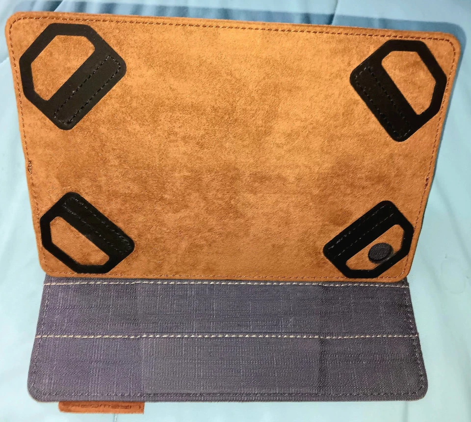 Lifeworks Case/Stand Tablets Color Blue Denim, Brown Suede On Inside 3 Angle Stn - Image 3 of 4