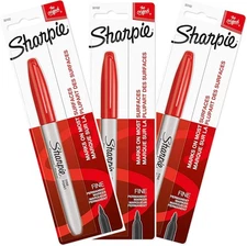 Sharpie Permanent Markers, Fine Point, Red Ink, Pack 1 Count (Pack of 3), 