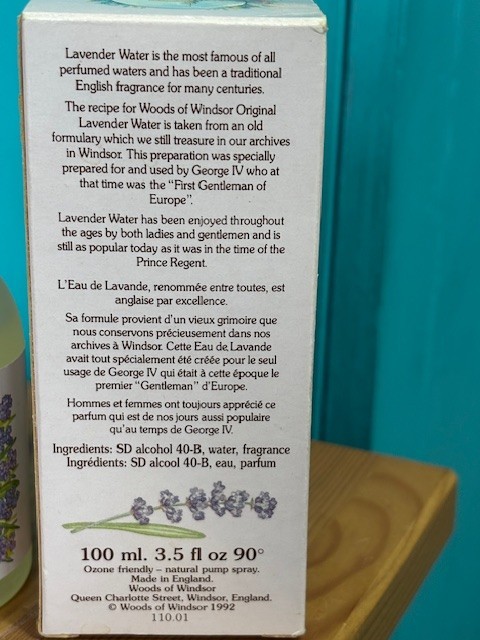 WOODS OF WINDSOR LAVENDER EAU DE TOILETTE SPRAY BOTTLE 3.5 OZ W/ BOX AS SHOWN