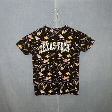 Texas Tech 80s Style Print Cotton Short Sleeve Shirt Size Medium