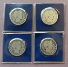 90% Silver Barber Half Dollar 50c Lot of 4 Coins D/O/S Rare