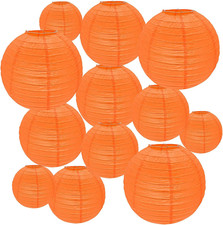 12Pcs round Paper Lanterns Assorted Sizes 6" 8" 10" 12" for Home Decor, Restau