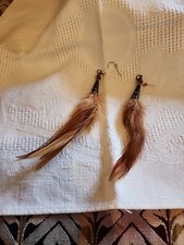 Vintage Genuine Feather Pierced Earrings 60