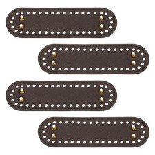 Crochet Bag Bottom 2x7.1 Inch Oval Purse Leather Shaper Pad Coffee 4 PCS