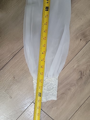 Abito da sposa/manica lunga vintage anni 70 bohemien bianco organza/pizzo - Foto 14 di 15