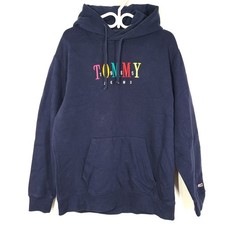 Tommy Hilfiger Jeans Men's Graphic Hooded Sweatshirt Hoodie Navy Blue Sz M