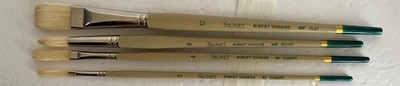 4 Robert Simmons Signet Brushes, 8 40R Round, 12 40F Flat, 4 43 Egbert, 2 43 Egb
