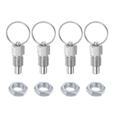 3Pcs Spring Plunger M12 x 1.75 0.51" Thread Length Pin Dia.8mm Flat Galvanized