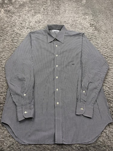 Individualized Shirt Men 2XL Black Gingham Check Long Sleeve Button Up Made USA
