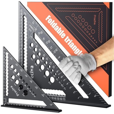 Carpenter's Square Set, Multifunctional Try Square Metal Aluminium Ruler Angl...