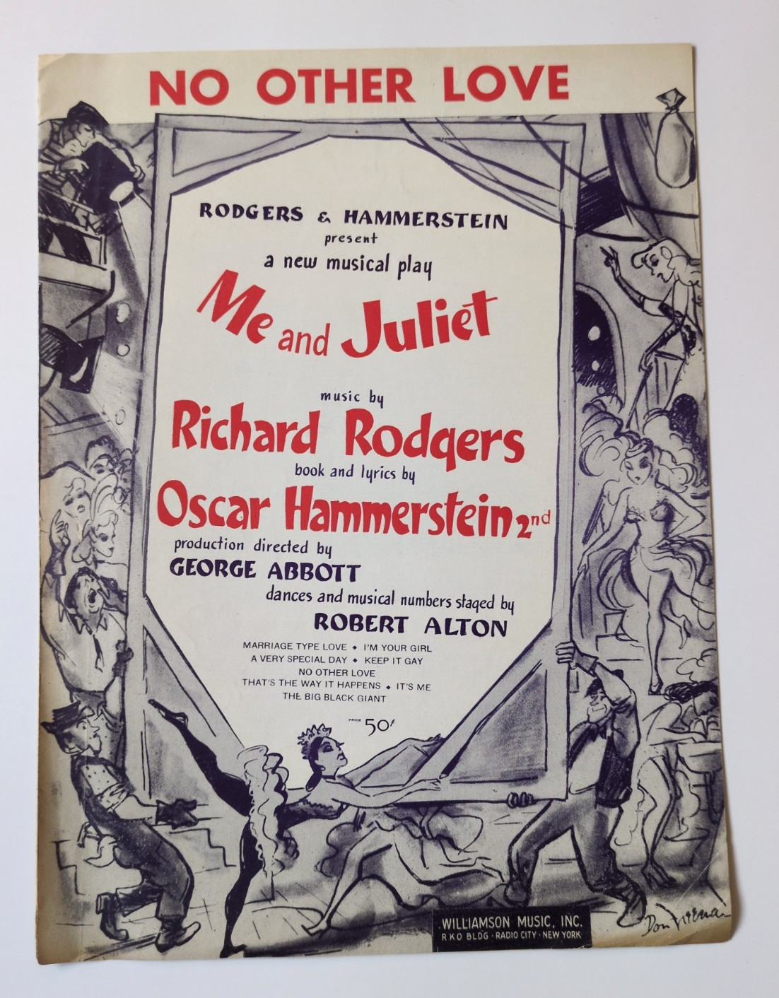 No Other Love - Me and Juliet Rodgers & Hammerstein Musical 1953 Sheet Music