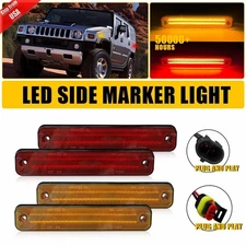 Amber/Red Lens LED Side Marker Light Set for Hummer H2 2003-2009 Front/Rear 4X