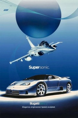 * BUGATTI EB110 * Car Advertisement Poster, Multiple sized Poster / Prints