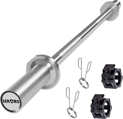 Olympic Barbell Bar 4FT, 350LB EZ Curl or Straight Weight Lifting Bar, Fits 2-In