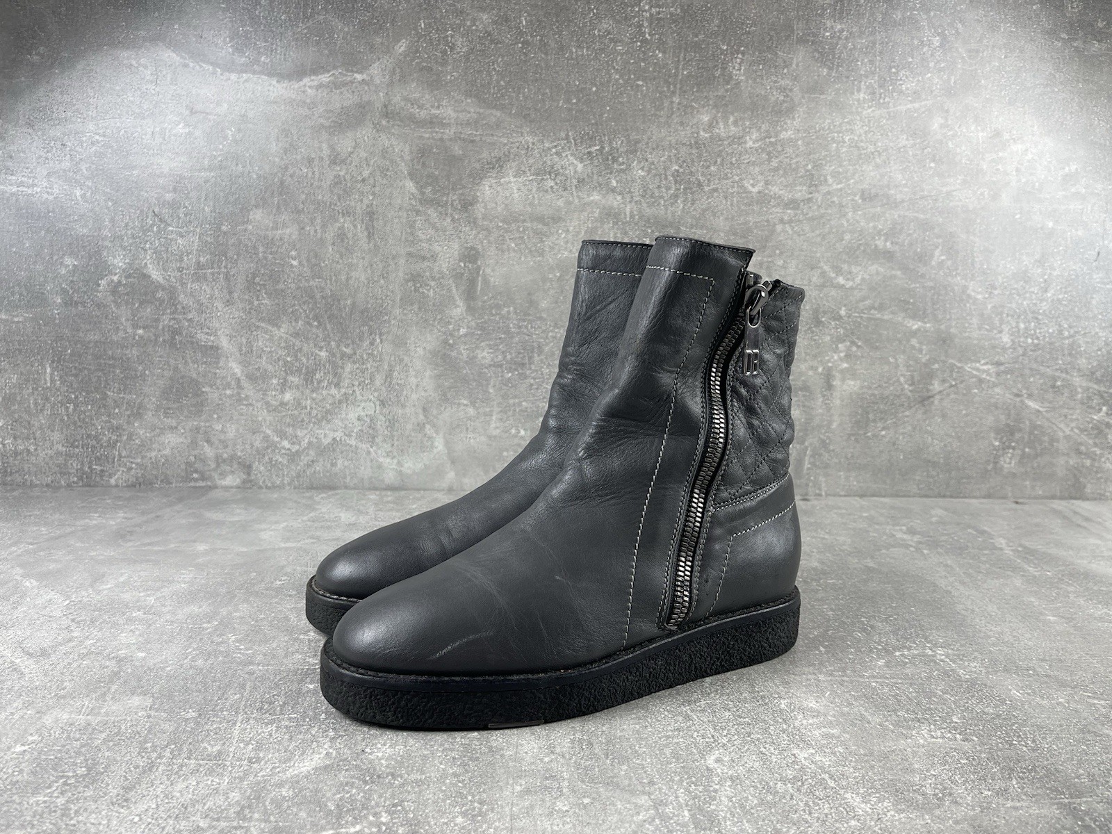 Dirk Bikkembergs Leather Ankle Zip Boots Black EU 37 Made in Italy