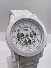 Geneva Platinum Unisex Watch White Works New Battery