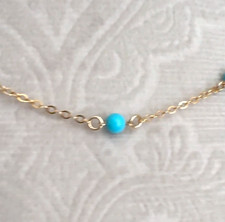 ❤️NEW BC® ELEGANT 18K YELLOW GOLD PERSIAN TURQUOISE 585 STATION NECKLACE 18" 16"