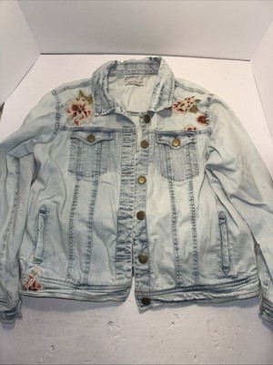 Keren Hart Women s Embroidered Denim Jacket, Medium   Boho Floral Design