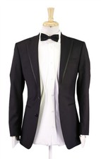 Calvin Klein Black Slim Fit 2-Btn Tuxedo Wedding Formal Blazer Jacket 34S
