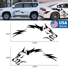 2Pcs Black Car Body Side Door Stickers Running Wolf Totem Vinyl Decals Universal