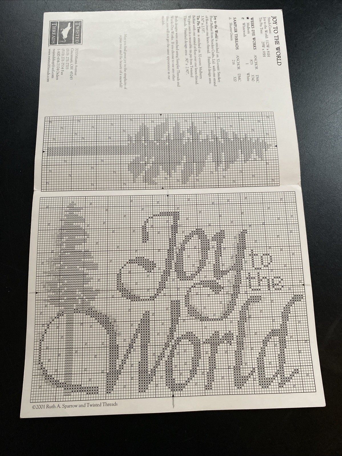 Joy To The World Counted Cross Stitch Chart Twisted Threads Original Leaflet
