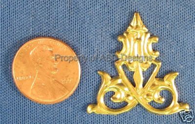 6pc Raw Brass Ornate Filigree Fancy Point Finding 5248