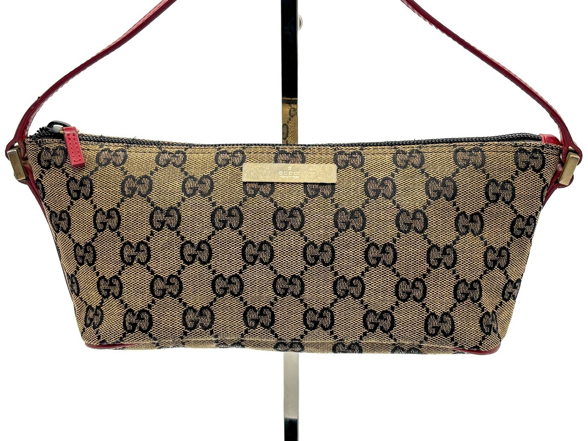 バッグ GUCCI accessory pouch hand bag GG GUCCI Accessory Pouch Handbag Purse GG Canvas Brown Black