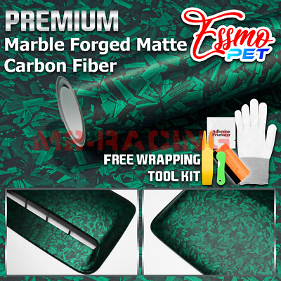 ESSMO PET Marble Forged Matte Carbon Fiber Emerald Green Car Vehicle Vinyl Wrap