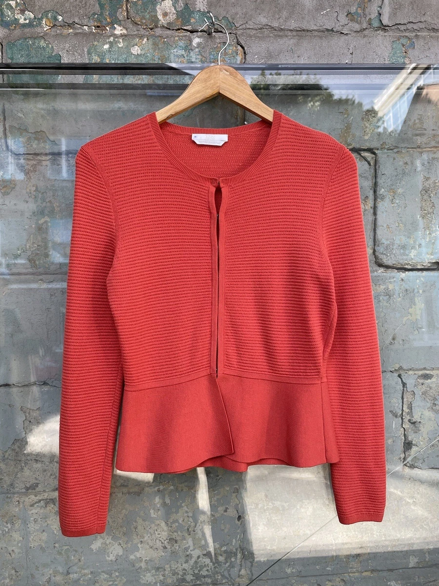 Hugo Boss Orange Wool Snap Closure Cardigan Jacket Size M Made in