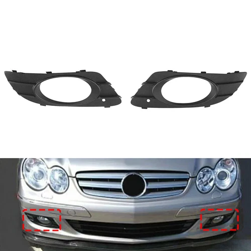 1 Pair Front Bumper Fog Light Cover Bezel For Mercedes Benz CLK W209 2005-2009 - Bild 1 von 11