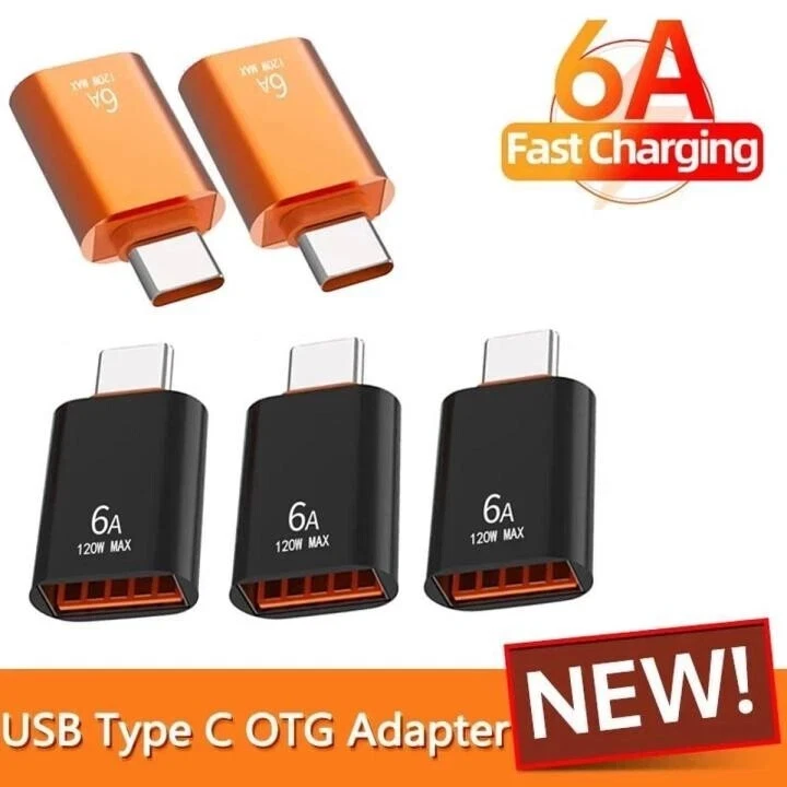 Adaptador 6A USB OTG USB 3.0 A macho a tipo C hembra convertidor cargador rápido 120W Foto 4 de 4