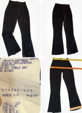 VTG Stirrup Ski Pant Womens 8 Black Wool Blend Flat Front Stretch Flare USA EVC