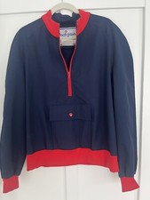 Vintage Mens Sz L PEDIGREE Navy Blue  Red Pullover Jacket Windbreaker 1/2 Zip