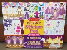 Melissa  Doug Reusable Sticker Pad Dress UP 11 x 14- 5 SCENES New / Sealed