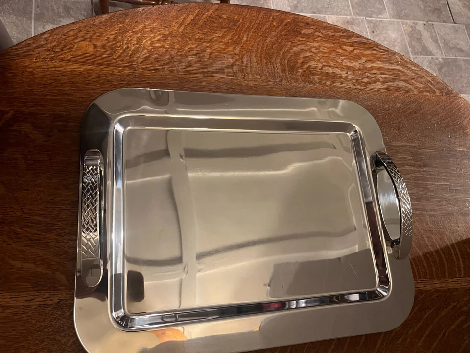 New Ralph Lauren Equestrian Braid Bar Tray 17" Stainless Steel NIB - Image 4 of 4