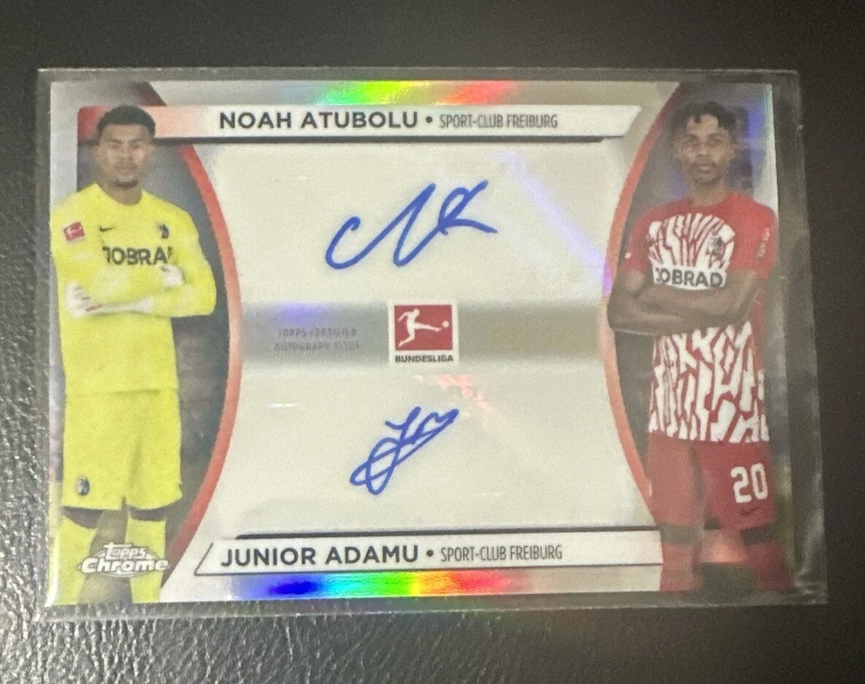 2023-24 Topps Bundesliga Cromo Noah Atubolu RC y Junior Adamu Doble Auto /75 Foto 2 de 4