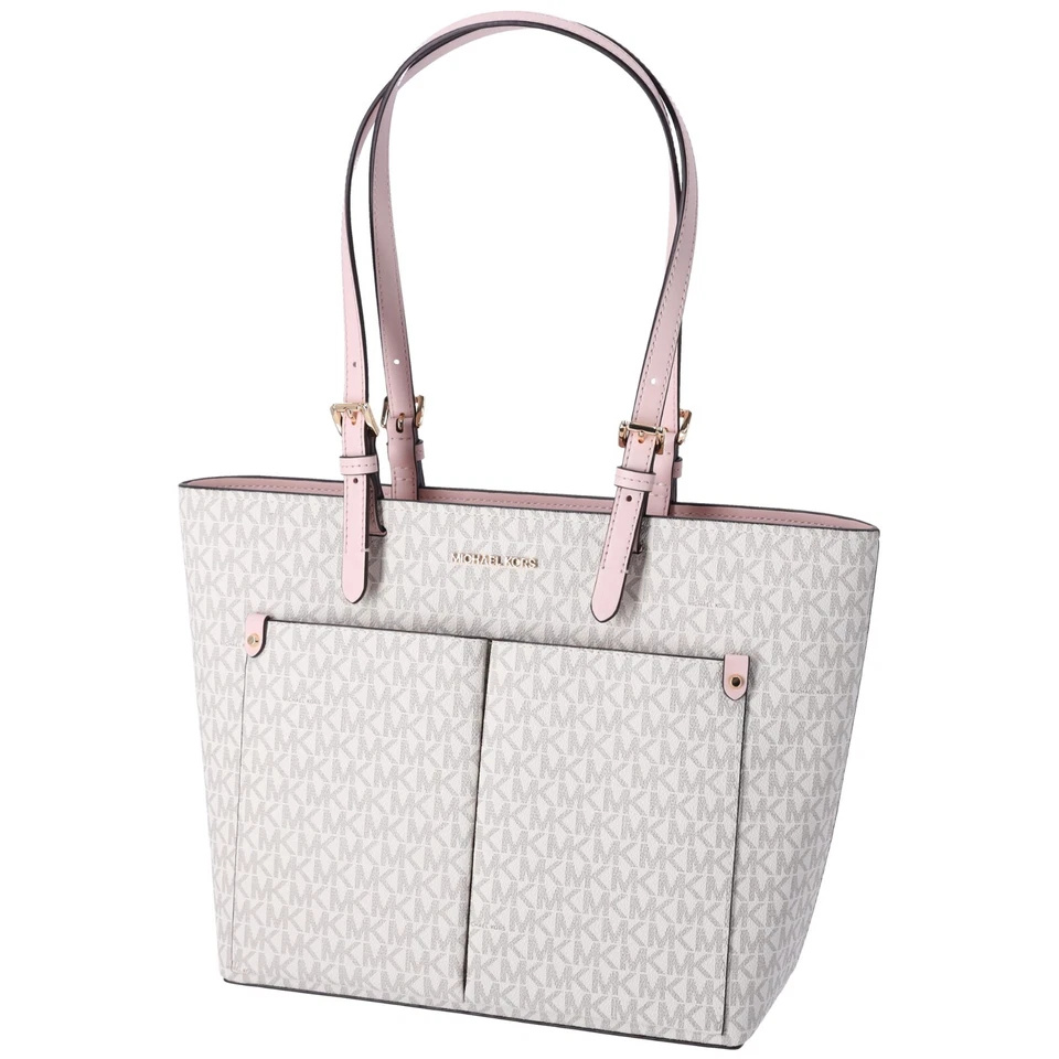 Bolso de Viaje Michael Kors Jet Set Mediano Doble Bolsillo Vainilla MK Rosa Rubor Foto 3 de 4