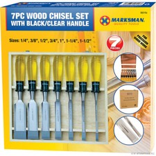 7 Pc Wood Chisel Set In Wooden Case Crv Chrome Vanadium Steel Chisels Woodwork
